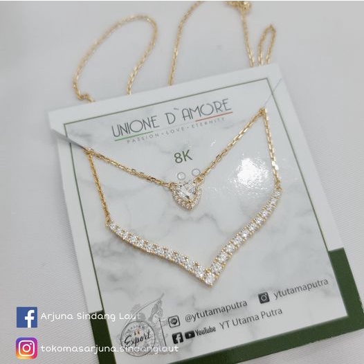 Kalung Aurel Double Layer Serut Variasi Emas Asli Kadar 8K