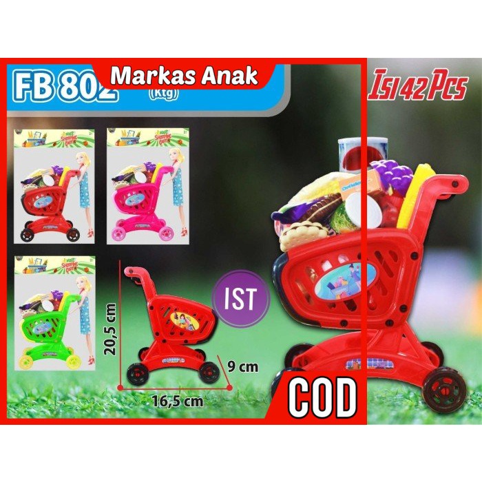 Mainan Anak Anak Umur 3 4 5 6 7 Tahun Hadiah Stlist Mart Shopping Cart Boneka No FB802 Murah