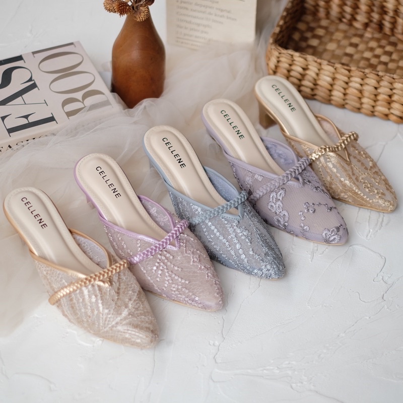 𝗖𝗘𝗟𝗟𝗘𝗡𝗘 CENDANA HEELS 8 warna (2/2) Heels Brukat Lace Wedding Shoes 5cm