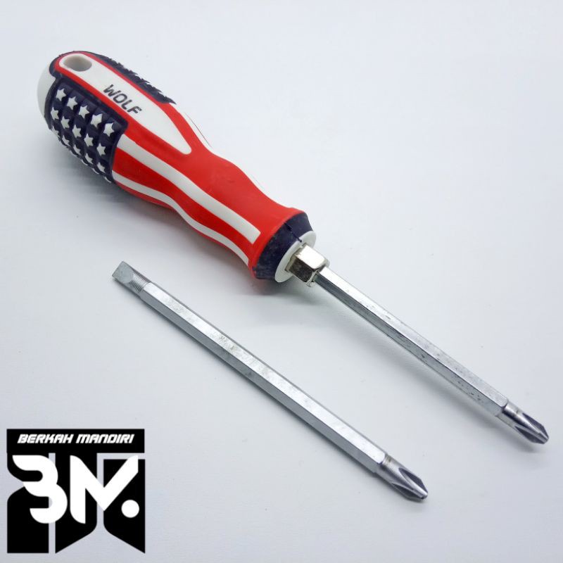 Obeng Bolak Balik Amerika Magnet Panjang 4&quot;/10cm  Plus Minus 2 Way Screwdriver