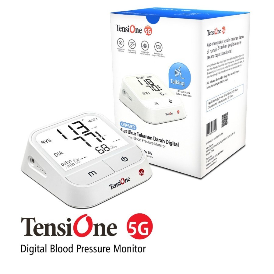 Alat Test Cek Ukur Tekanan Darah / Tensimeter Digital Suara / Voice - Tensione 5G OneMed