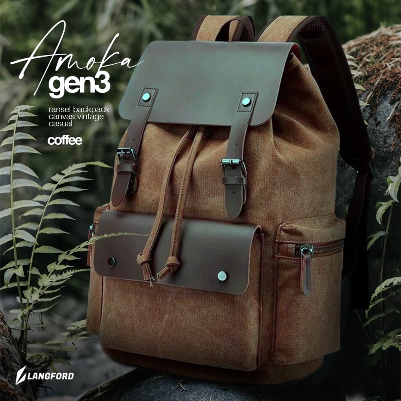 Tas Ransel backpack Canvas vintage old school casual - Amoka gen 1 – Langford