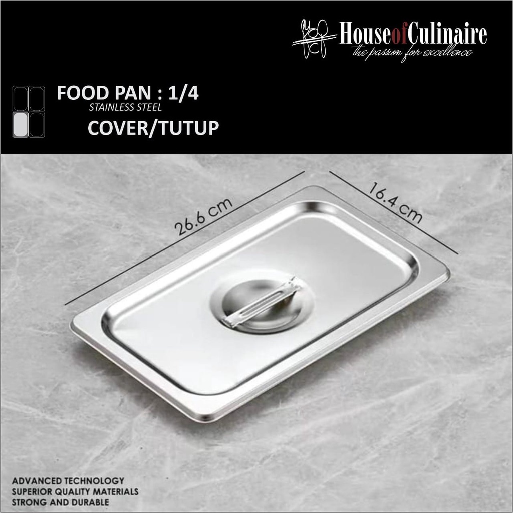 Tutup Food Pan Stainless 1/4 Tutup Gastronom Pan