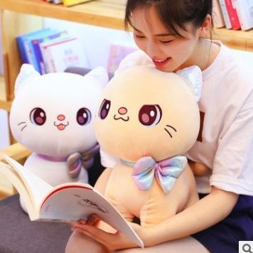 Boneka Kucing Sweet Love/ Mainan Boneka Kucing Imut - Abu-abu, 25CM