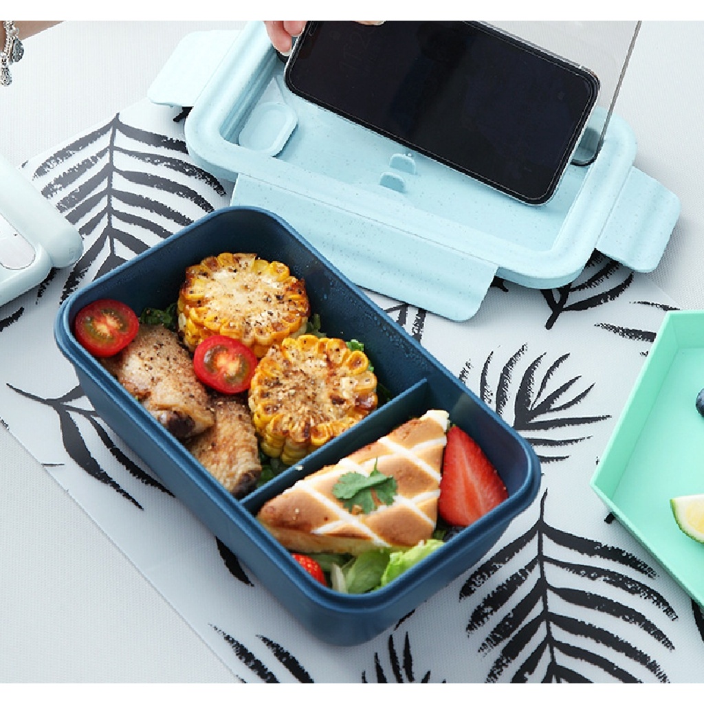 Tempat Makan Lunch Box Set 2 Sekat Free Sendok Sumpit / Box Set Bento 1100