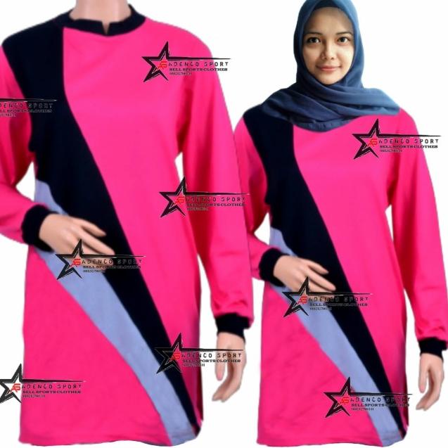 Kaos Olahraga Muslim/Baju Atasan Olahraga Model Muslim - pink, M