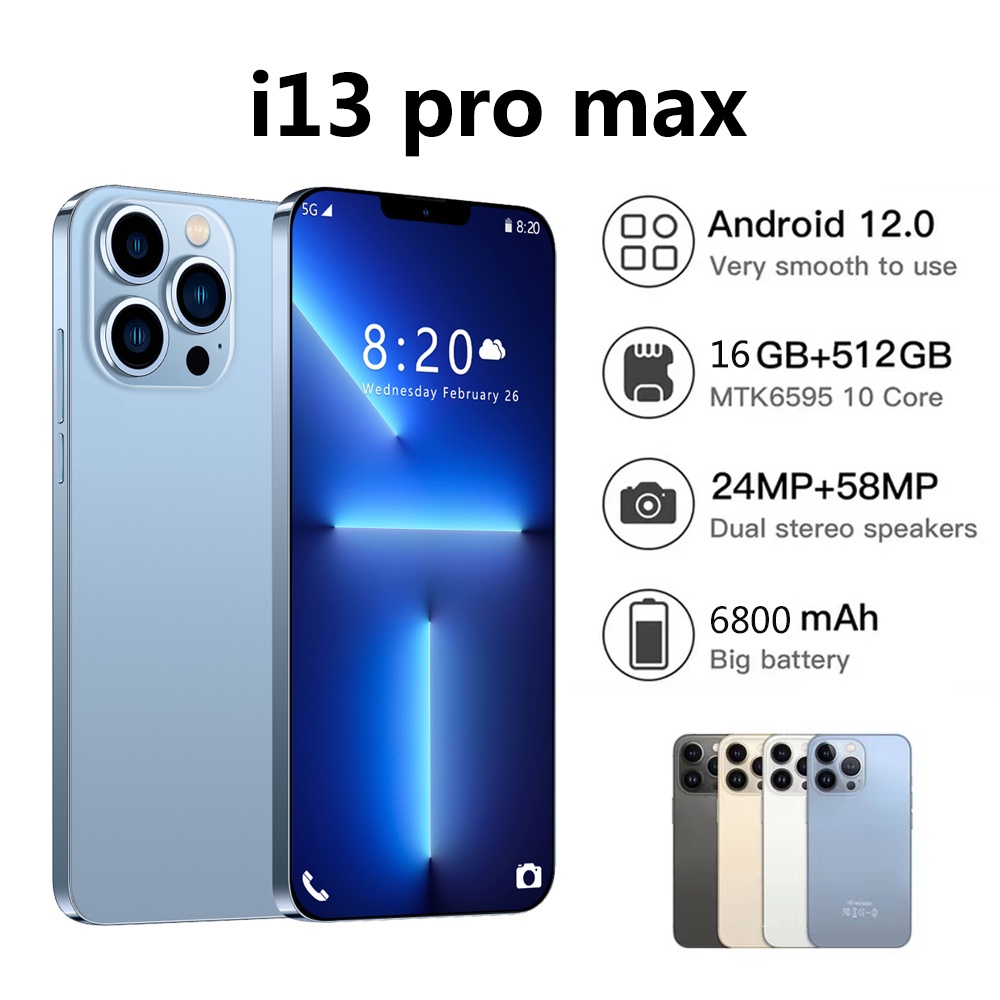 【Terbaru Asli】Baru i13Pro Max 7.5inch handphone HD Kamera RAM 16GB + ROM 512GB Smartphone hp murah l