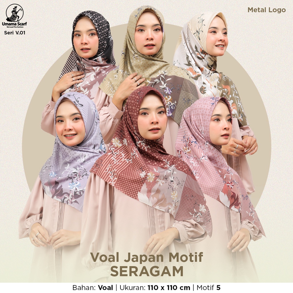 KERUDUNG Motif Segi Empat Voal Japan Print Lc DAPET 5 PCS-Umama Scarf