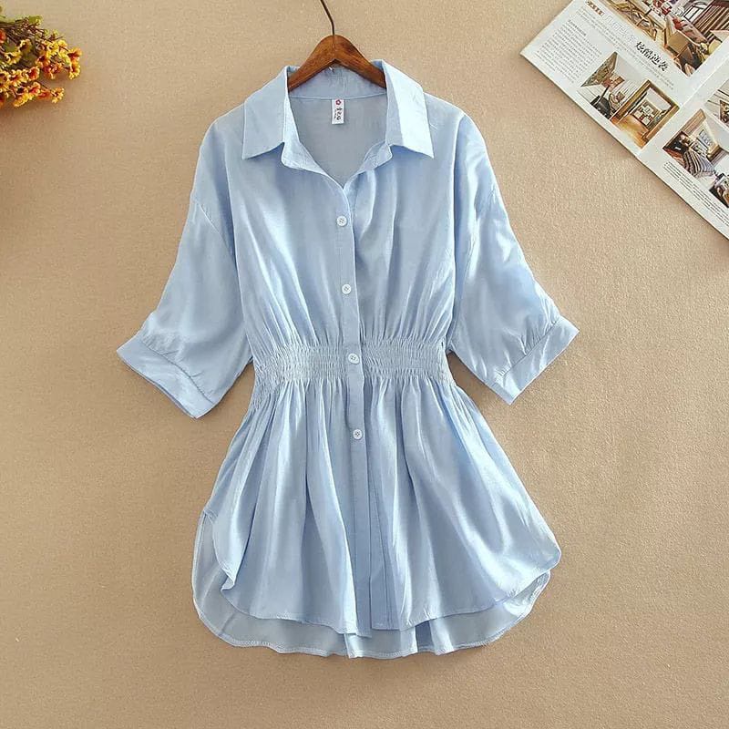 Wulan Shirt  Blouse wanita Kemeja Wanita Atasan Jumbo Blouse Big size Pakaian Wanita Over Size S M L XL XXL XXXL 5L