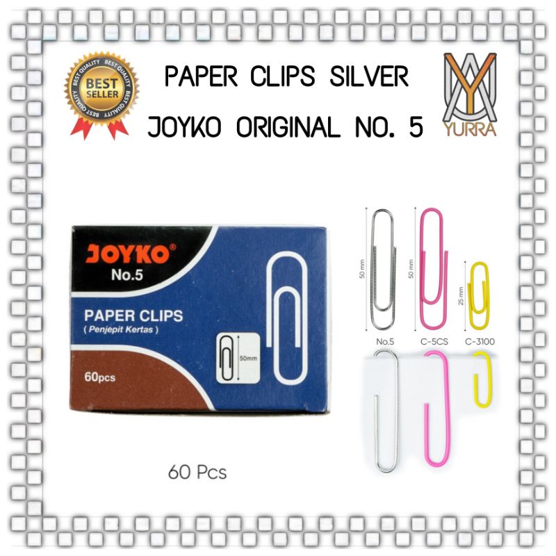 

YURRA - PAPER CLIPS JOYKO ORIGINAL NO 5 KLIP PENJEPIT KERTAS BESAR