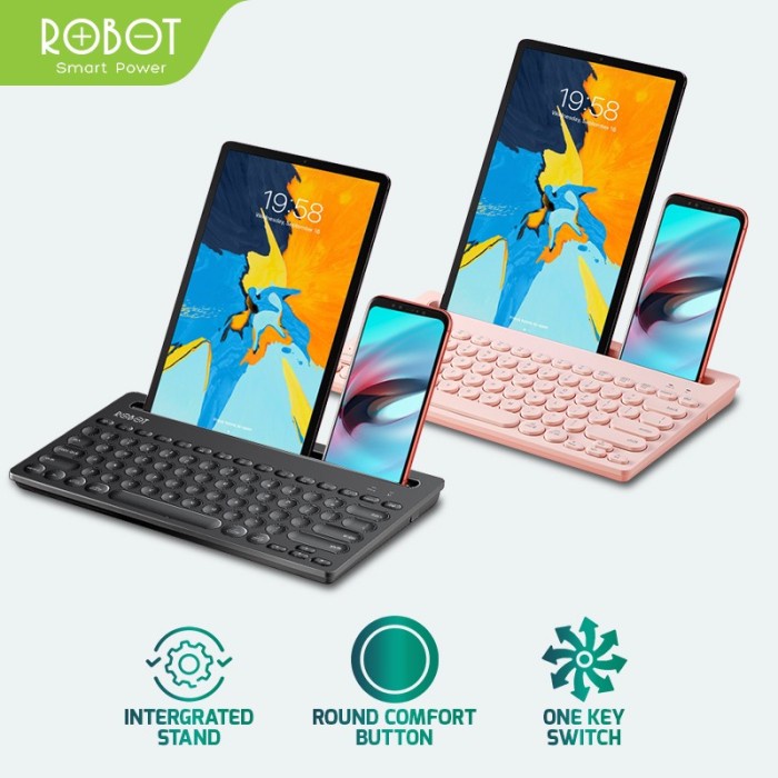 Keyboard Robot Kb10 Keyboard Hp Android Ipad Pc Multi Device Wireless Bluetooth
