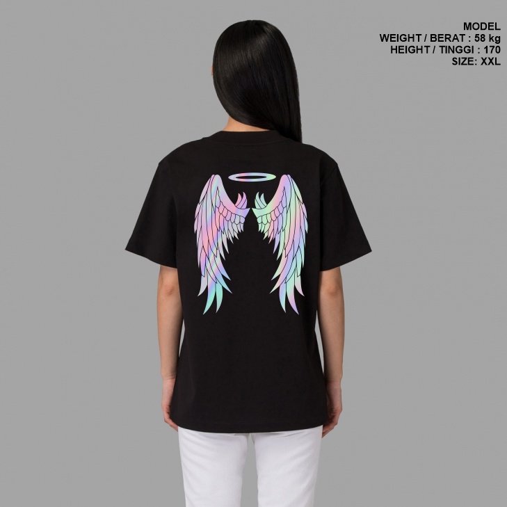Gilan Kaos Baju PRIA/WANITA ORIGINAL ANGEL WING T Shirt Distro Desain Oversize Premium Hitam Putih Lengan Pendek Panjang Motif Sablon Viral Trendy Jepang Japan Keren Kekinian Unisex-1