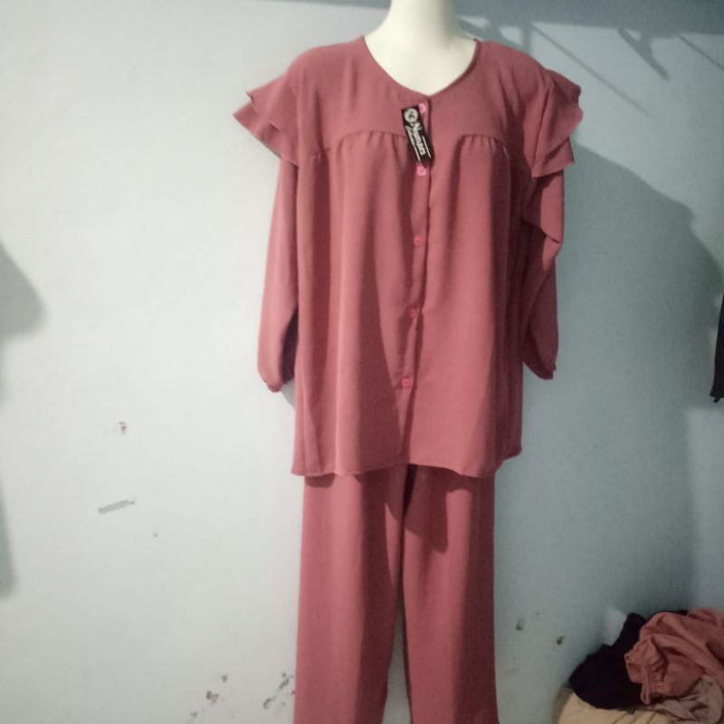 Baju Setelan Wanita Crinkle Jumbo /Set Wanita Crinkle Jumbo