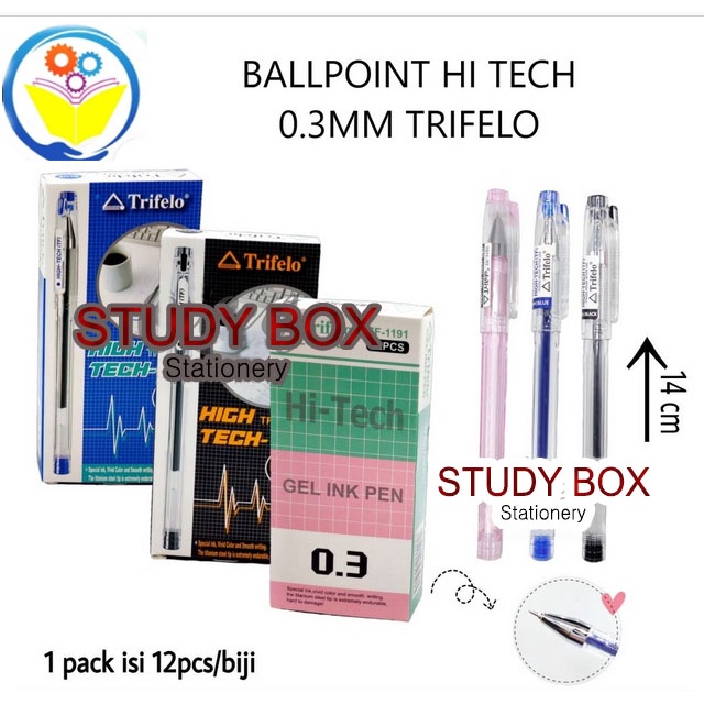 

12pcs BOLPEN HITECH TRIFELO PEN HIGH TECH 03 mm / PULPEN HIGH TECH MURAH