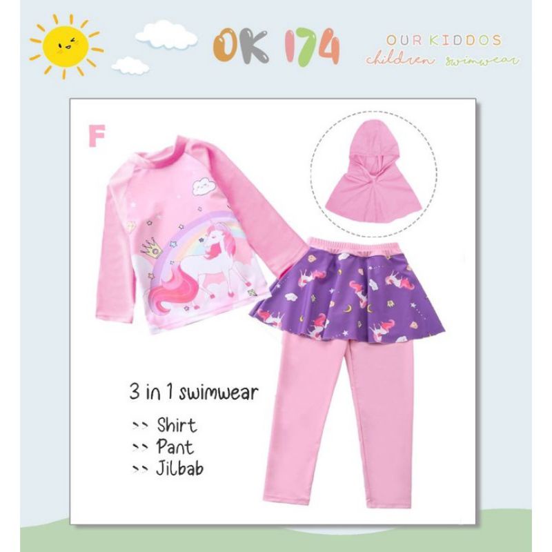 Baju Renang Anak  Perempuan / Baju Renang Anak Muslim /Baju Renang Anak Panjang cewe/cowo