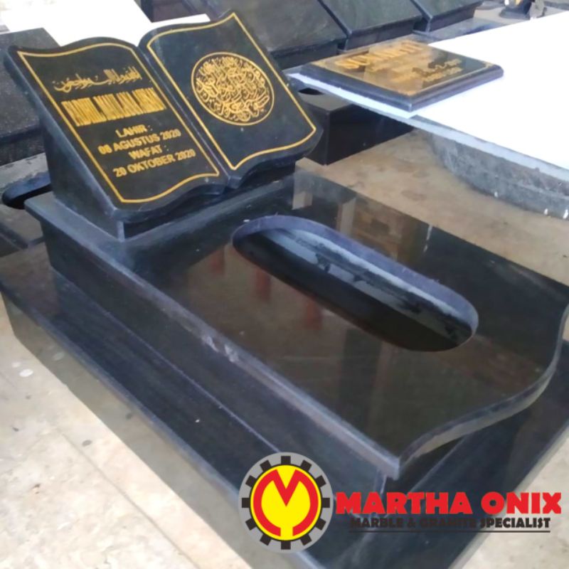 Makam Nisan Anak Marmer Granite Hitam Doble Trap Super Kokoh