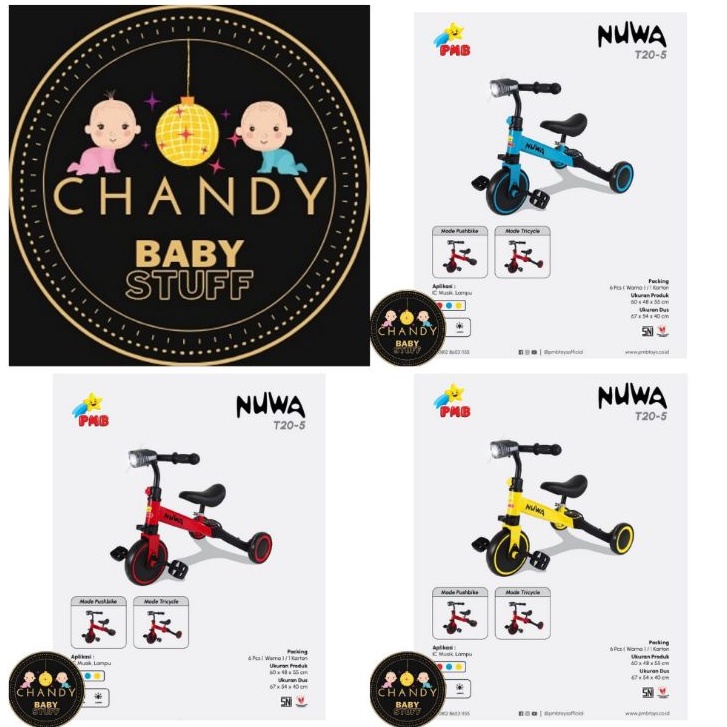 BALANCE BIKE PUSH BIKE ANAK TRICYCLE PMB NUWA T20-5