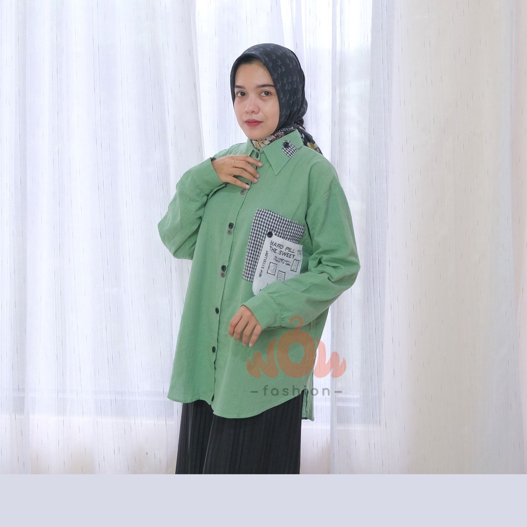 SAFINA KEMEJA VIRAL TERBARU/ FULL KANCING/ SAKU DEPAN