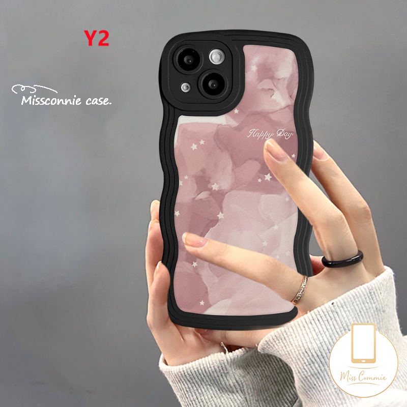 Couple Case Untuk Samsung A14 A04 A13 A04s A03s A12 A32 A53 A50s A22 A04E A50 A23 A52 A52s A33 A02s A03 A21s A30s A20 A11 A51 M22 A31 Wavy Edge Halo Dyed Watercolor Star Soft Cover