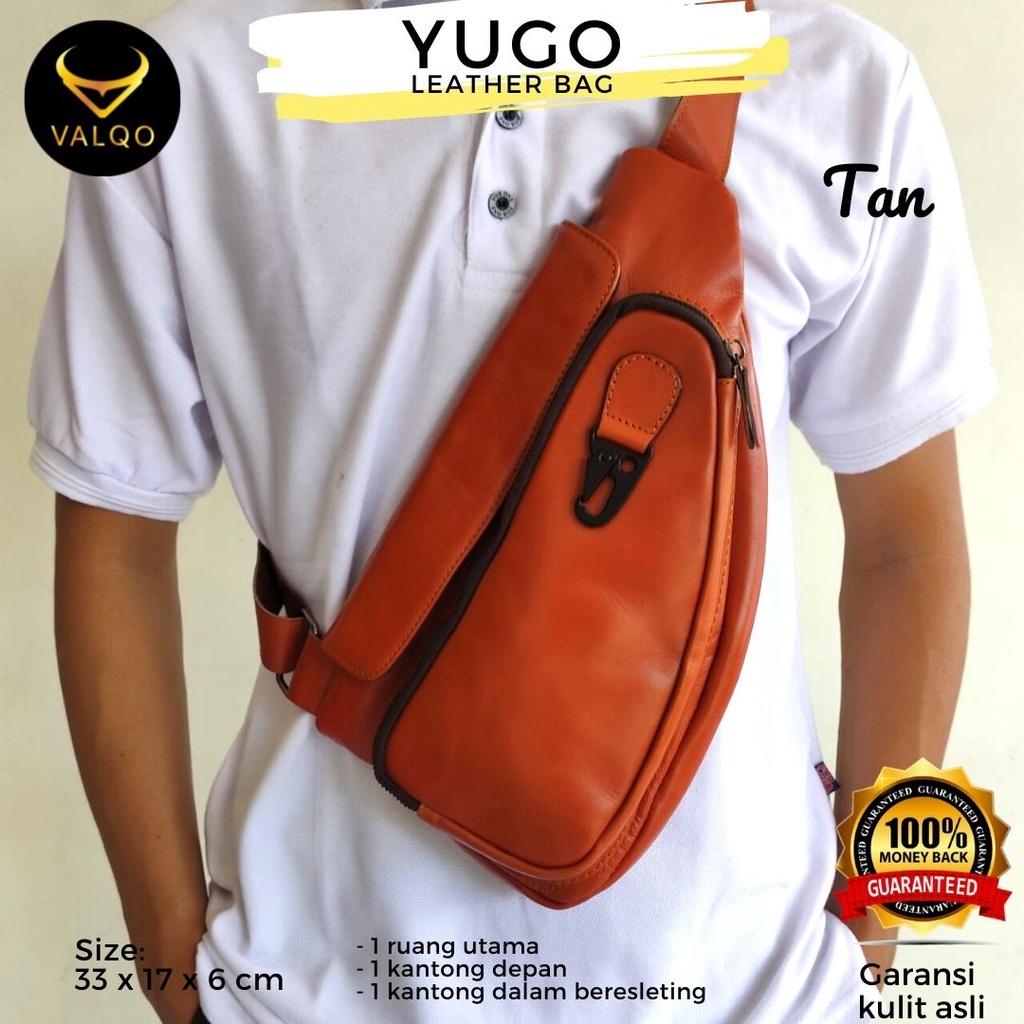 [VALQO] YUGO Tas Kulit Sapi Pria Selempang Slingbag