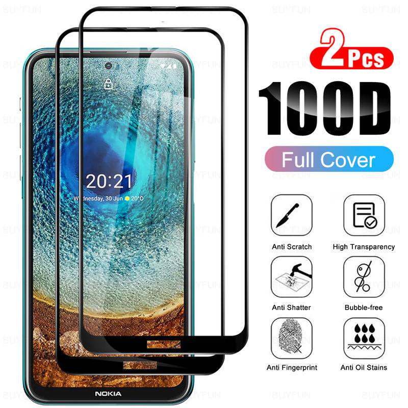 2pcs Pelindung Layar Tempered Glass Full Cover Untuk Nokia 1.4 2.4 3.4 5.4