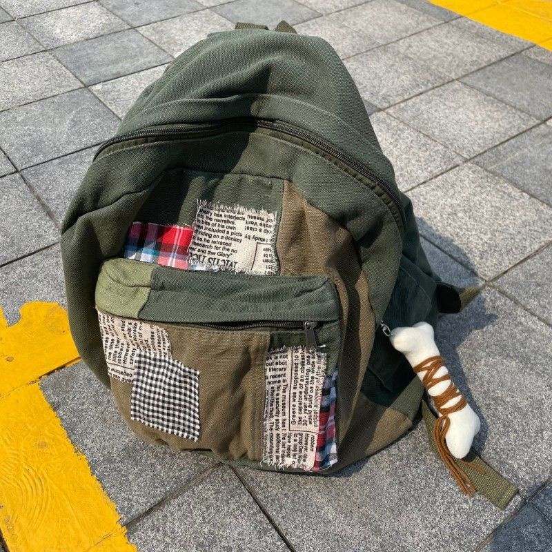 tas ransel wanita bahan kanvas tas ransel traveling wanita school backpack backpack kanvas tas ransel besar ✻Sera 2023 jahitan gaya baru dan gaya lama ransel kanvas dicuci gaya malas ransel mahasiswa perdagangan luar negeri Jepang sederhana