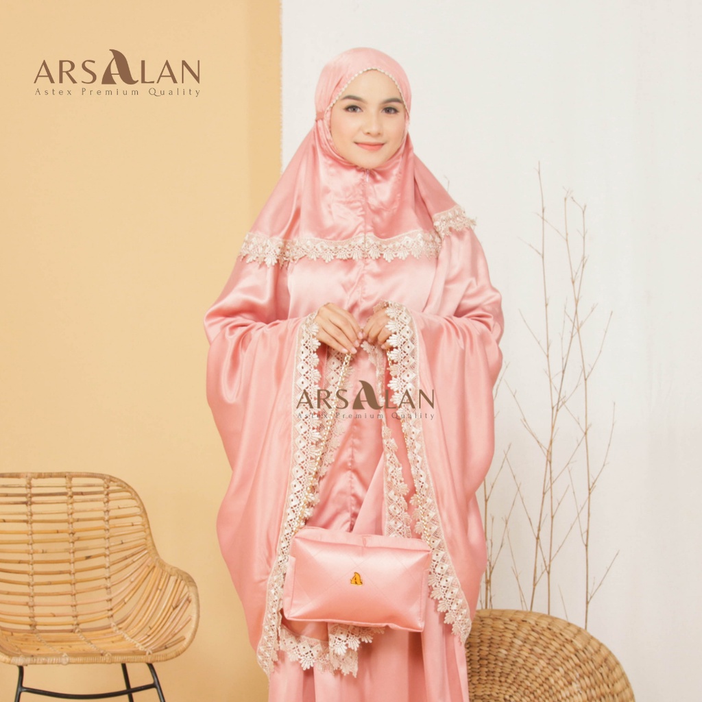 Mukena Dewasa Velvet Silk Premium Renda Mewah 2in1 Jumbo | Mukena Seserahan | Arsalan