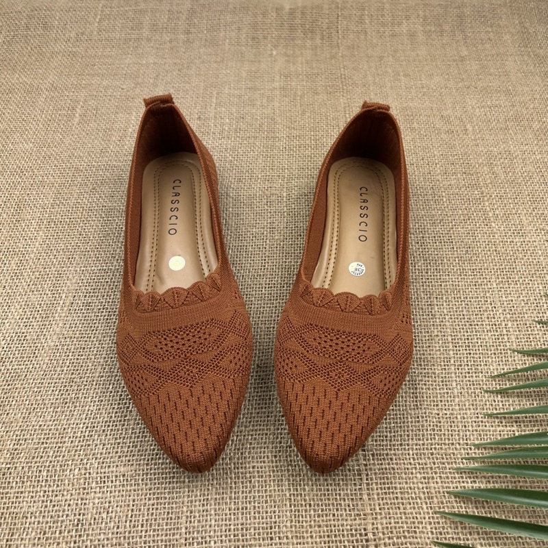 MARASYAFFA - SEPATU FLAT WANITA RAJUT IMPORT BK03