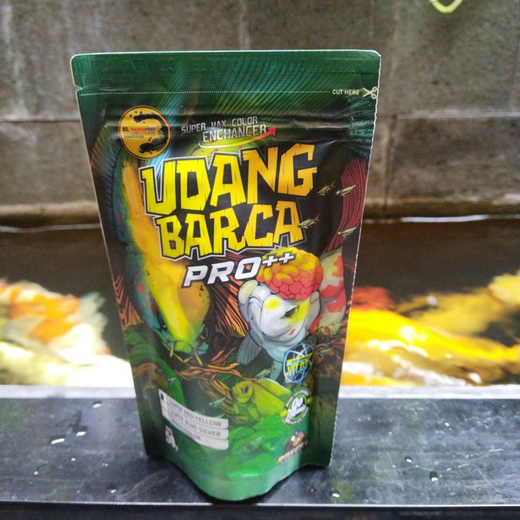 Udang Kering PRO RED-YELLOW BOOSTER untuk ikan < 20 cm - EL BARCA Feed - blue, multicolor, Faster Gr