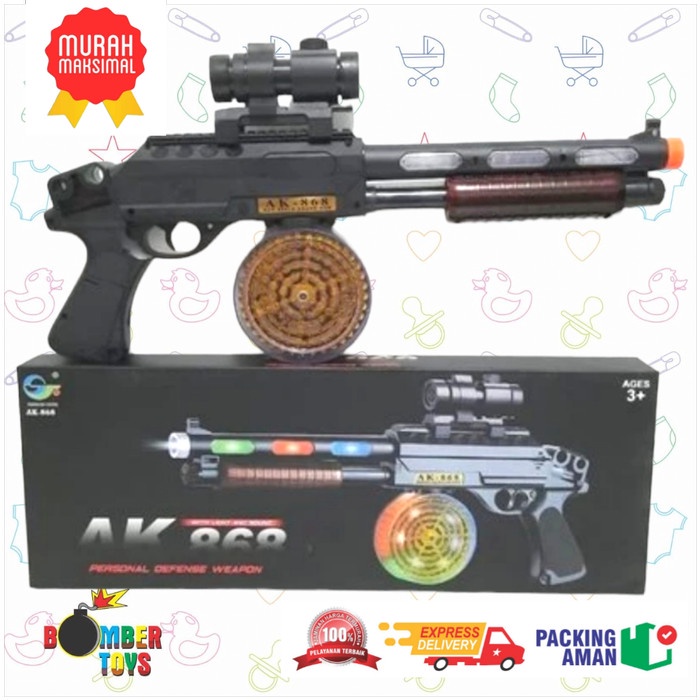 Mainan Anak Senapan Besar AK 868 With Light and Sound LED Bullet Murah