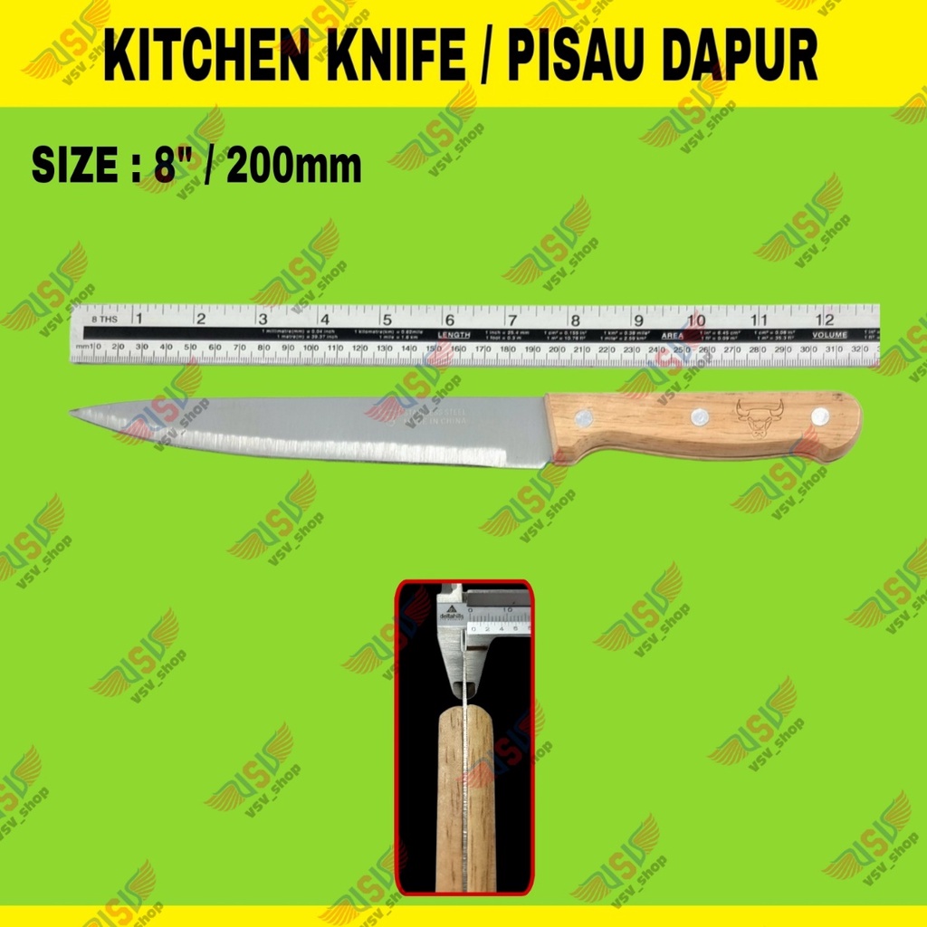 Pisau Dapur Gagang Kayu Premium Kitchen Knife 5&quot;,6&quot;,7&quot;,8&quot; Chef Knife