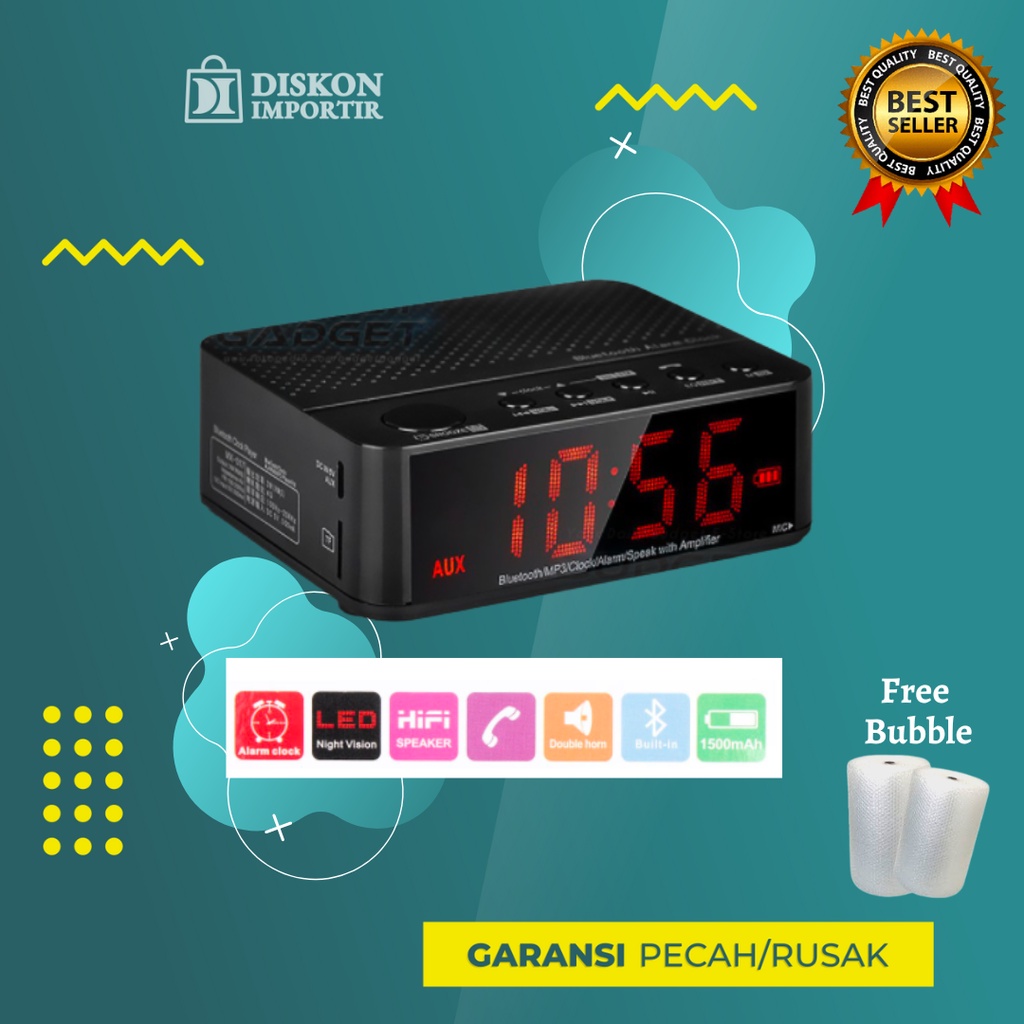 Taffware Jam Alarm Dengan Speaker Bluetooth - BC-01