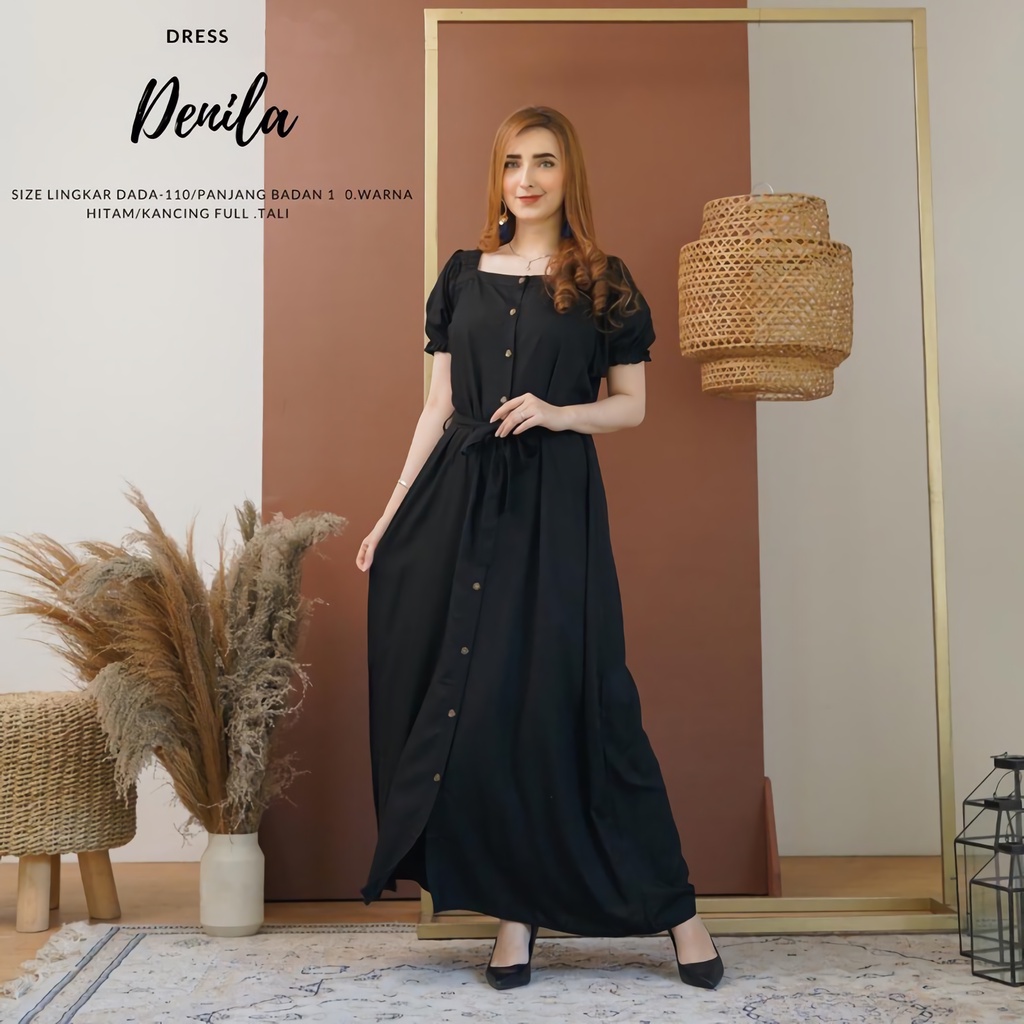 Denila Dress Panjang Bahan Rayon Polos Daster Kekinian Terbaru