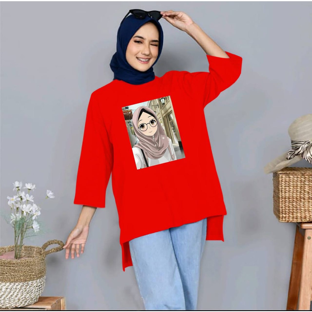 KIYOREN BAJU TUNIC MUSLIM JUMBO XXL WANITA DEWASA TUNIC OVERSIZE LENGAN 7/8