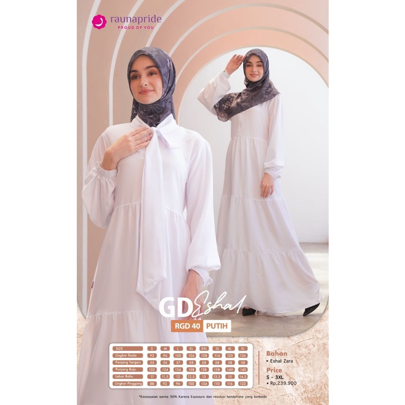 GAMIS TERBARU RAUNA RGD 40 PUTIH