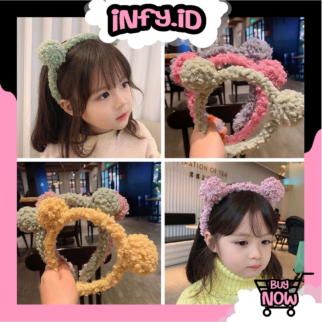 INFY - Bando Kartakter Telinga Beruang Bear bulu korea kekinian Bandana bando handuk Aksesoris Rambut R847