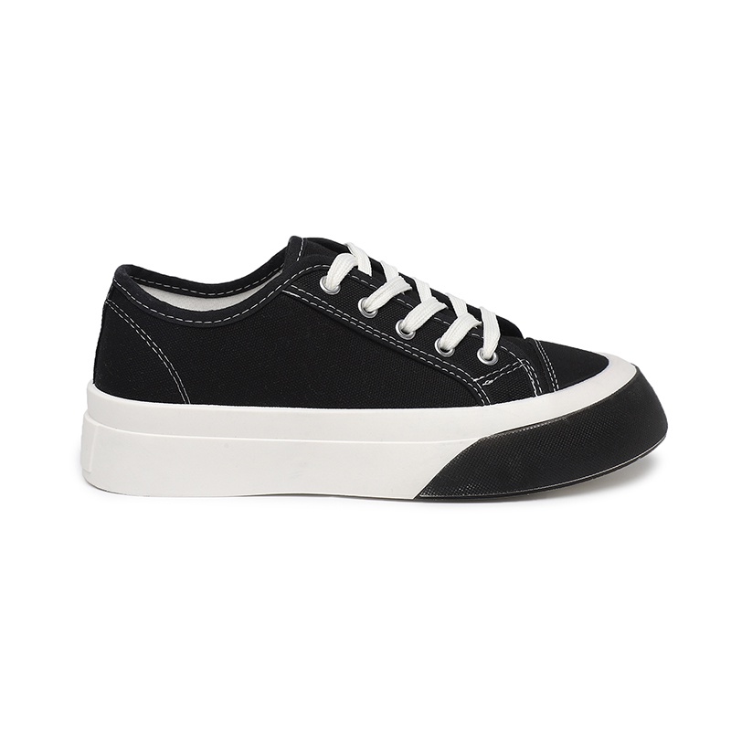 [GROSIR][COD] SEVEN_DAY SEPATU SNEAKERS WANITA KOREA IMPORT CASUAL KANVAS SHOES HITAM FQ-704