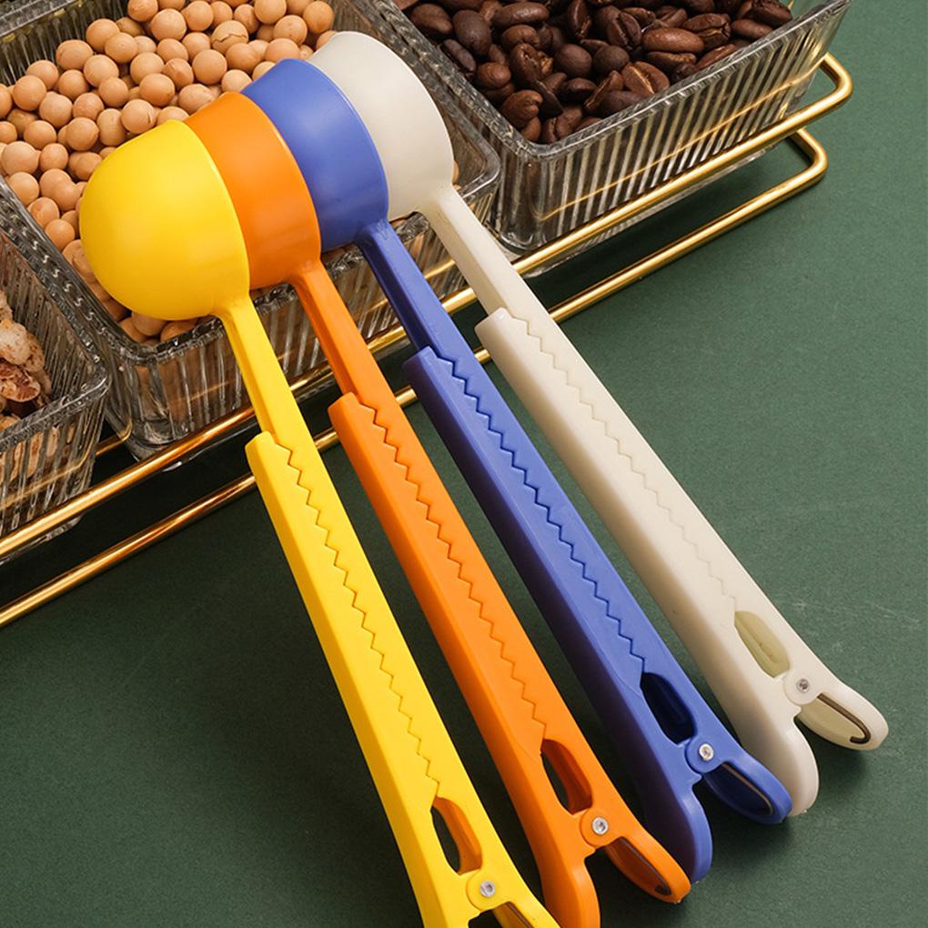 Paket 4pcs Sendok Kopi Klip Portable Dengan Gagang Panjang Sendok Takar Sealing Bags Sendok Alat Kantor Untuk Teh Susu Bubuk