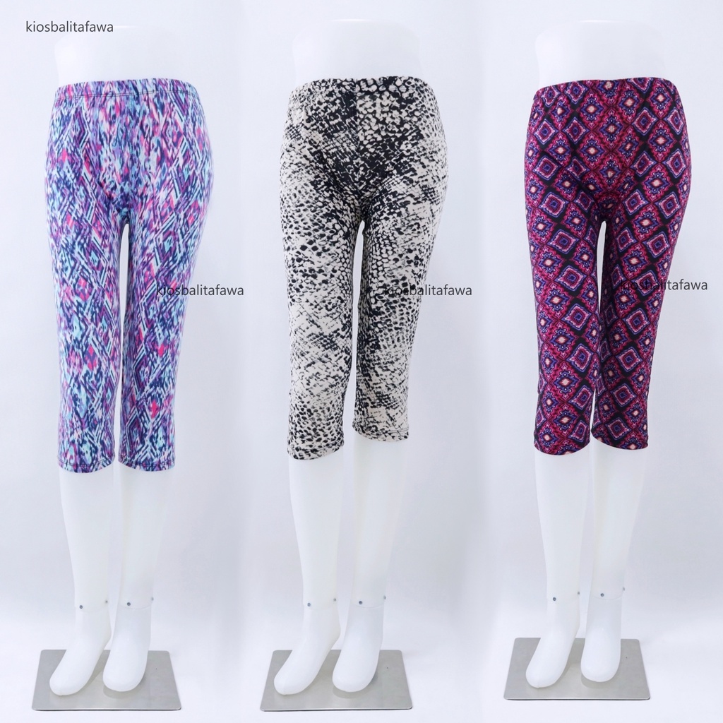 (DEWASA) Legging Nancy 3per4 fit to XXL / Legging Jumbo Wanita Motif Celana Panjang Leging Big Impor