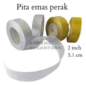 

Pita emas perak 2 inch / pita gliter gold silver