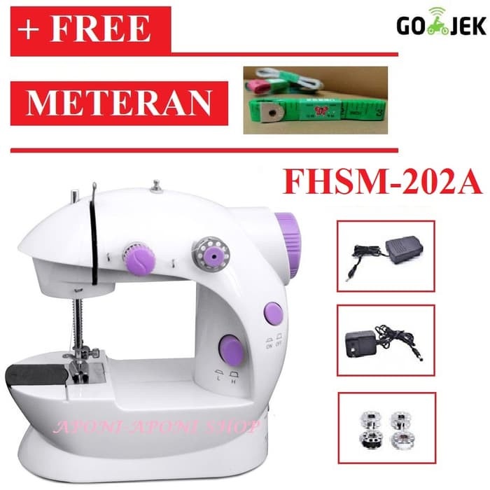 Mesin Jahit Mesin Jahit Mini Portable Gt-202A/Fhsm-202A New Ada Lampunya + Bonus
