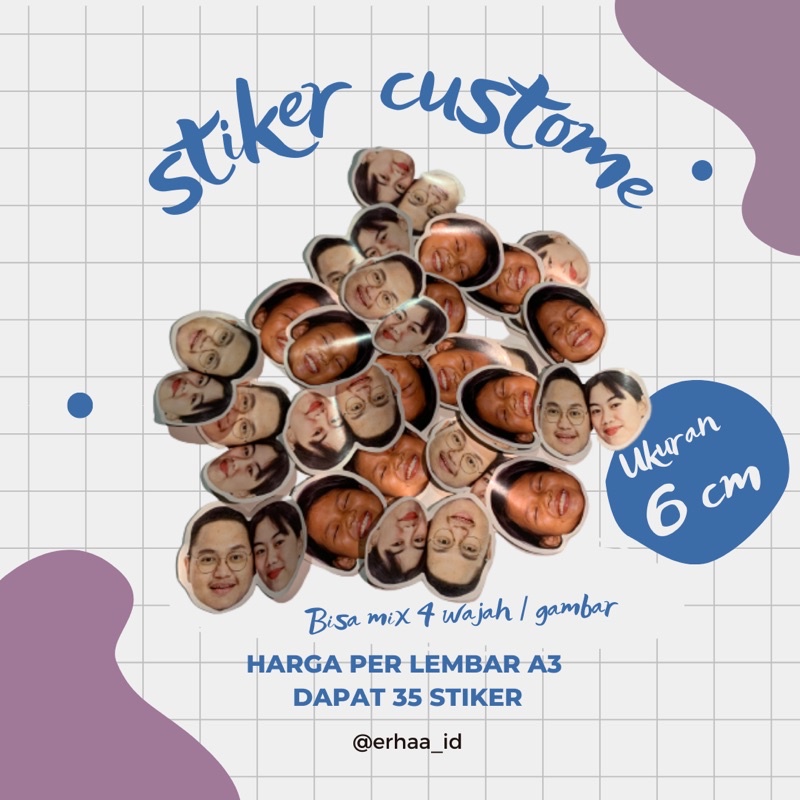 

Stiker custome bisa mix foto harga perlembar A3