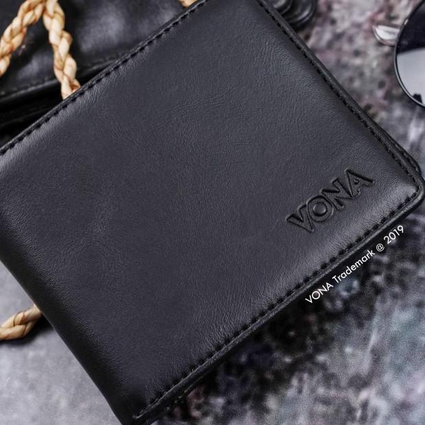 VONA Dompet Pria Kulit PU / Dompet Kartu Keren - MAJOR - Hitam
