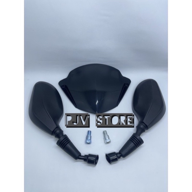Visor Beat Karbu Hitam-Beat Lama + Spion Click Thailand-spion klick hitam polos