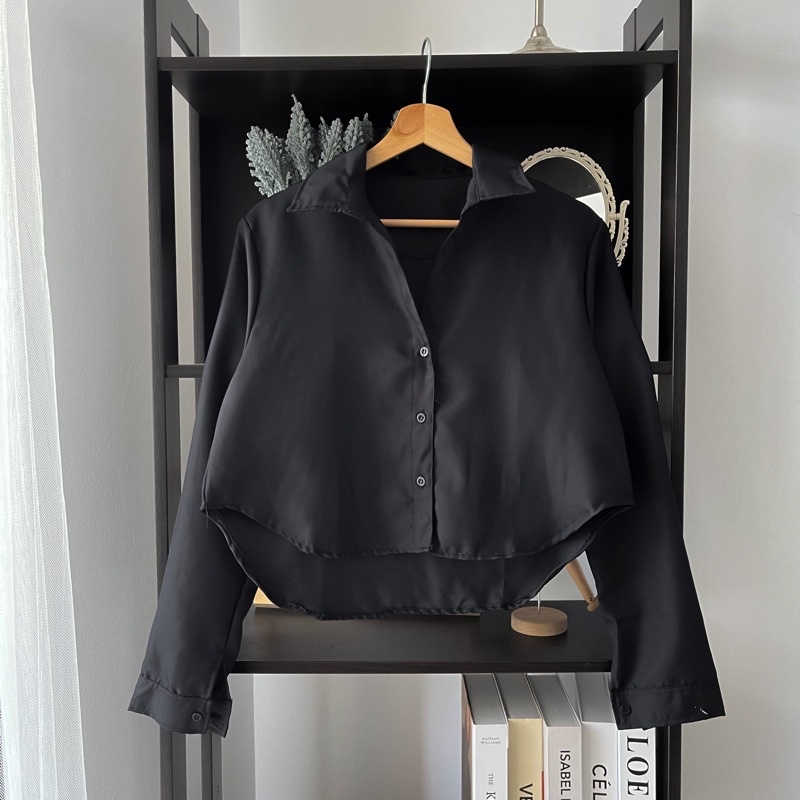 MakeGrosir - NIKI LONG SHIRT CROP KEMEJA WANITA CASUAL BASIC OVERSIZE