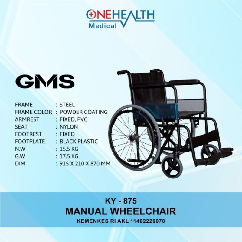 Kursi Roda Serenity / Onehealth Type KY 875 PC Hitam