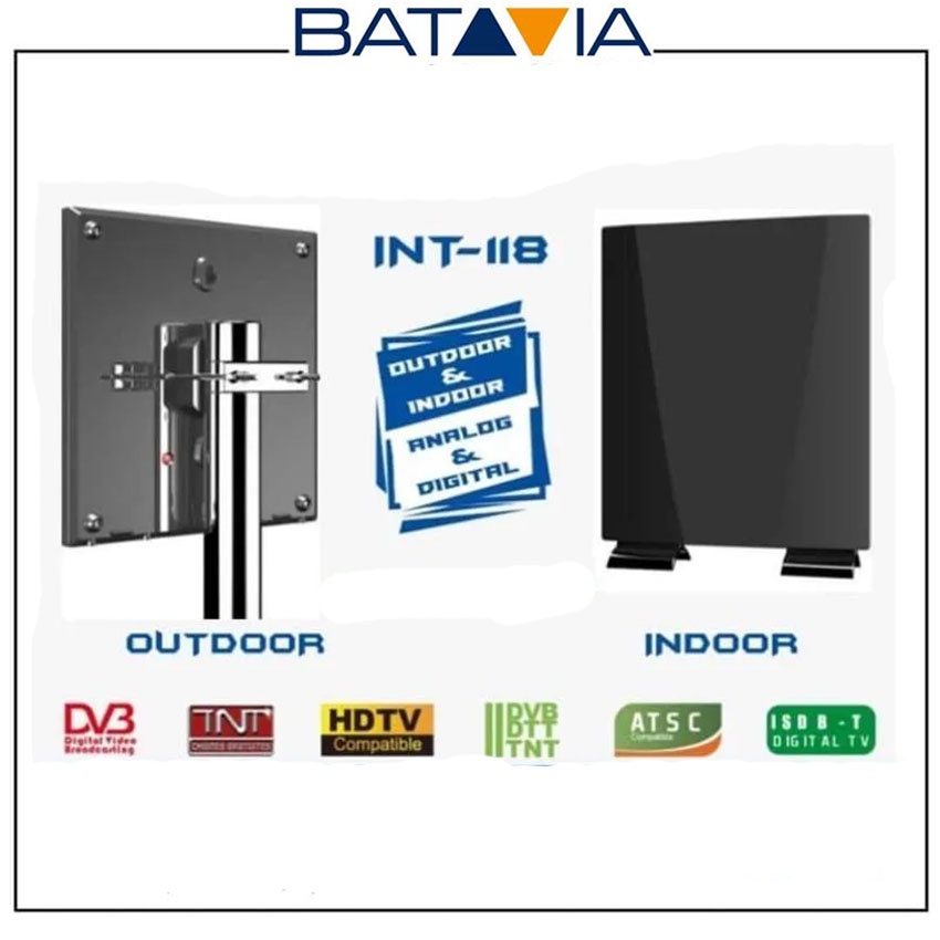 Antena TV Digital Analog LED Indoor Outdoor Intra-118 Antena Tv Dalam/Luar