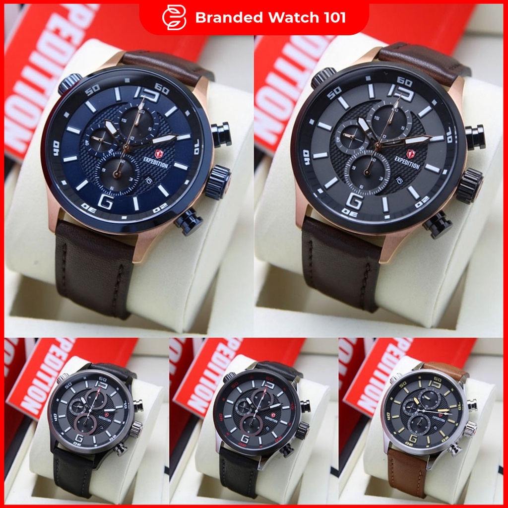 ORIGINAL Jam Tangan Pria Expedition E 6768 / E6768 / 6768 Garansi Resmi 1 Tahun, Leather