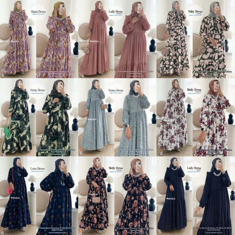 Homeydress Premium Moela Gamis Rayon Motif Bunga Kotak