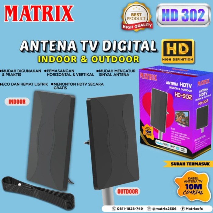 Antena Antena Tv Digital Matrix Hd- 302 Indoor- Outdoor - Antena Tv Digital